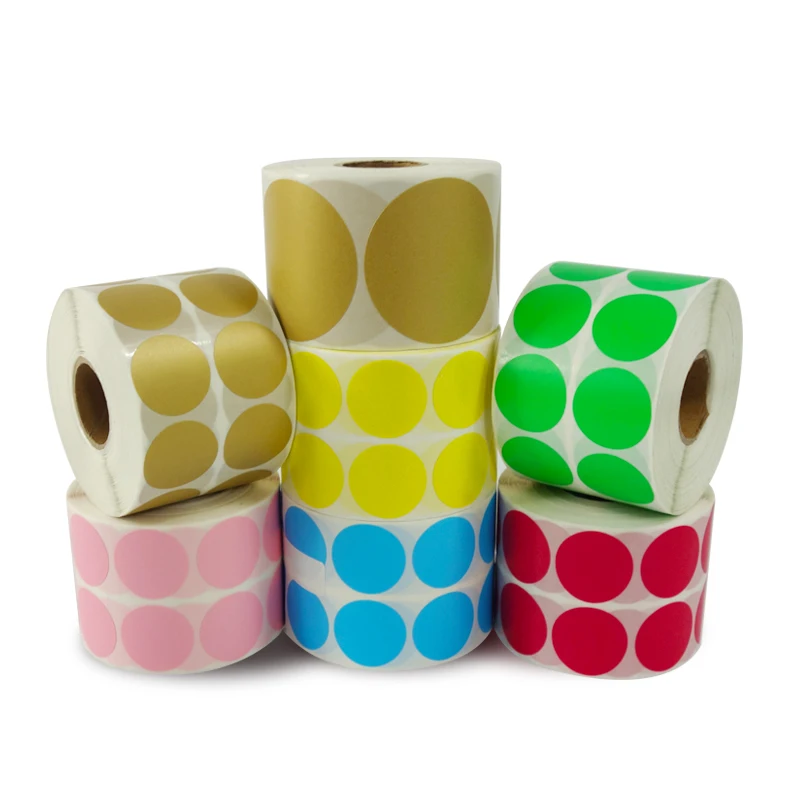 Round Stickers Color Thermal Label Roll 25mm 30mm 40mm 50mm ...