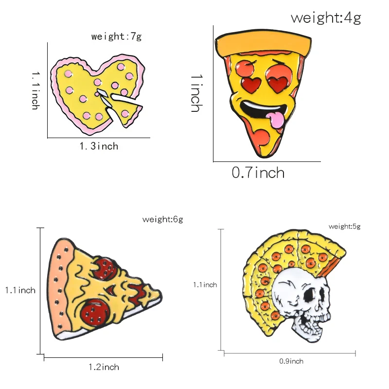 Желтая пицца эмаль коллекция булавок сердце НЛО Череп лицо нагрудный знак брошь металлический значок одежда ювелирные изделия аксессуары булавки