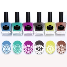 6 шт BORN PRETTY стемпинг ногтей Покрытие набор 15 мл сладкий цвет лак для ногтей Черный Красный серебряный фиолетовая для украшения ногтей печать лак