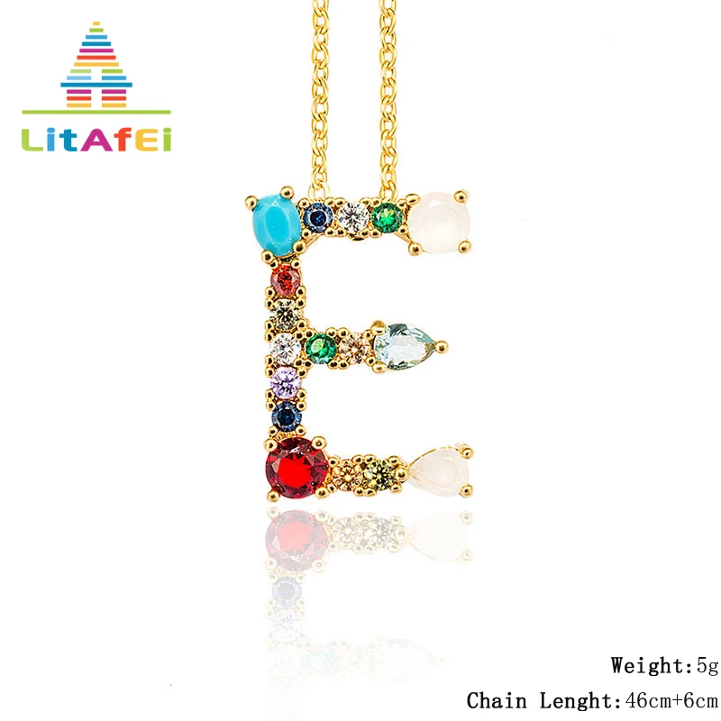 

26pcs/lot A-Z Letter Alphabet Pendant Necklace Colorful Stone CZ Necklaces for Women Girls Unique Design Jewelry Gift