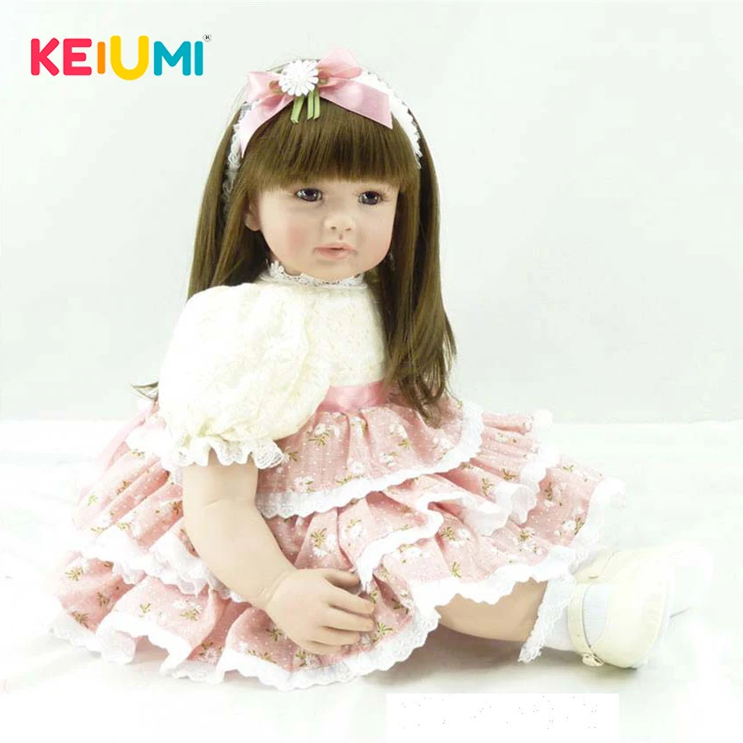 

KEIUMI 24'' Baby Doll Toys Real Like Princess Silicone Reborn Baby Girl kids Birthday Gifts 60 cm Stuffed Dolls PP Cotton Body