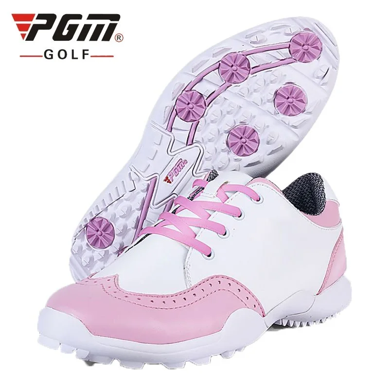 New Pgm Golf Shoes Ladies British Style Imported Microfiber Leather Waterproof Sports Sneakers