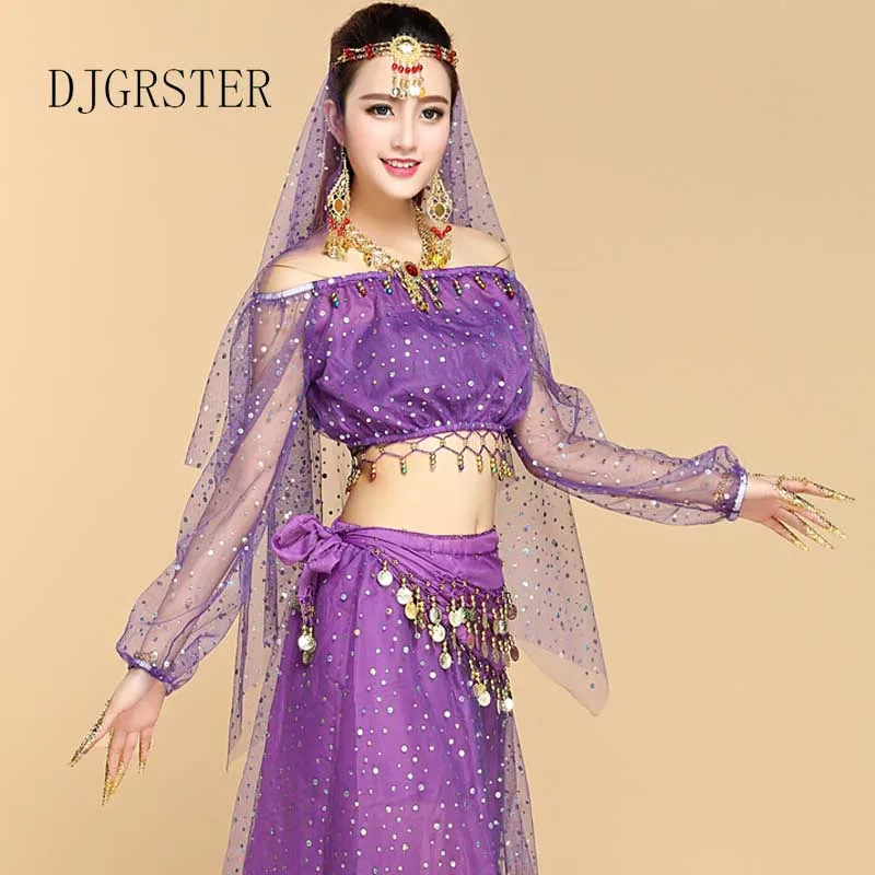 DJGRSTER, комплект из 2 предметов, костюм для танца живота, костюм Болливуда, индийское платье, платье для танца живота, женский костюм для танца живота, наборы, 5 цветов