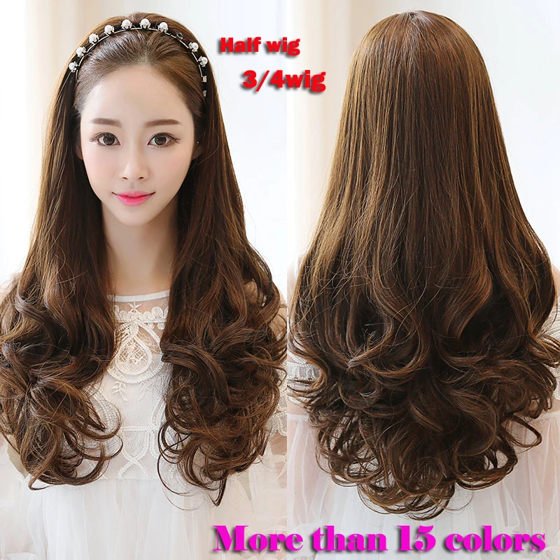 Half Wig Synthetic Cheap Half Head Wig 28" Long pruiken perruque