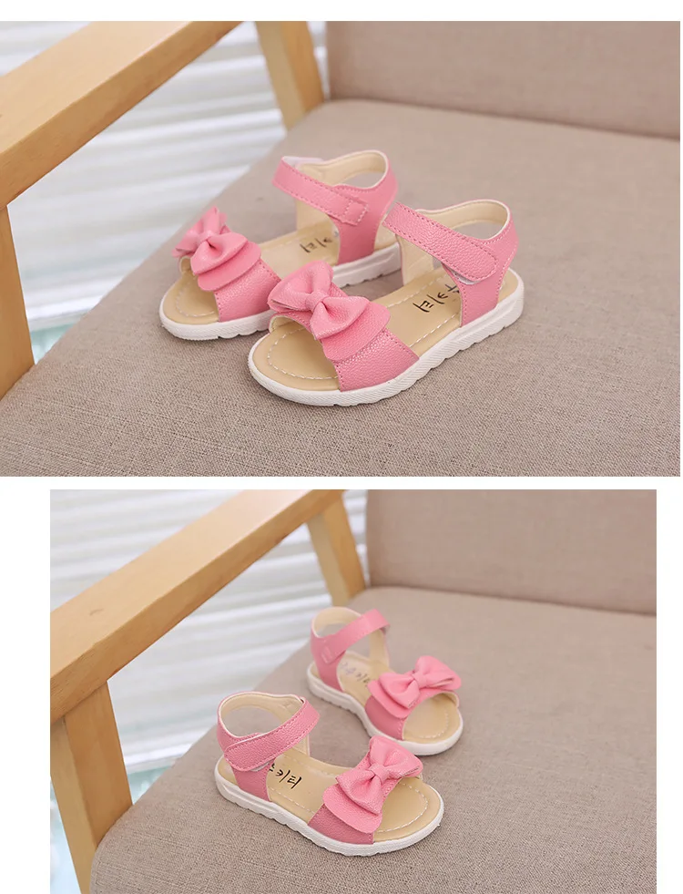 Сандалии для девочек новые летние модные милые дети лук детская обувь для принцесс для девочек рыбий рот пляжные сандалии Размеры 21-30 красный розовый