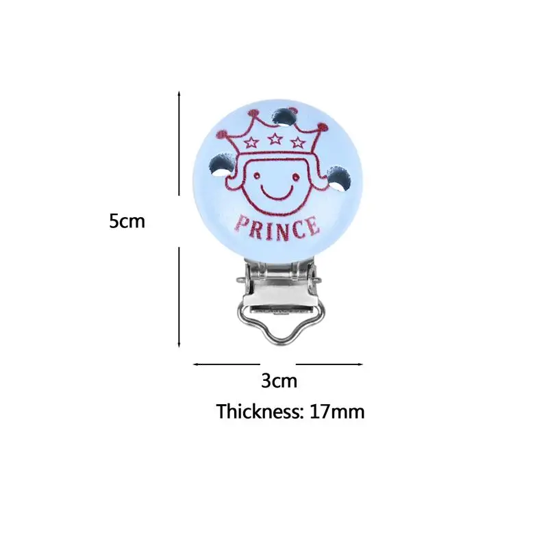 5 шт./лот, зажимы для соски для младенцев, голубой король, узор для малышей, детей, круглый деревянный держатель, зажимы 50*30 мм