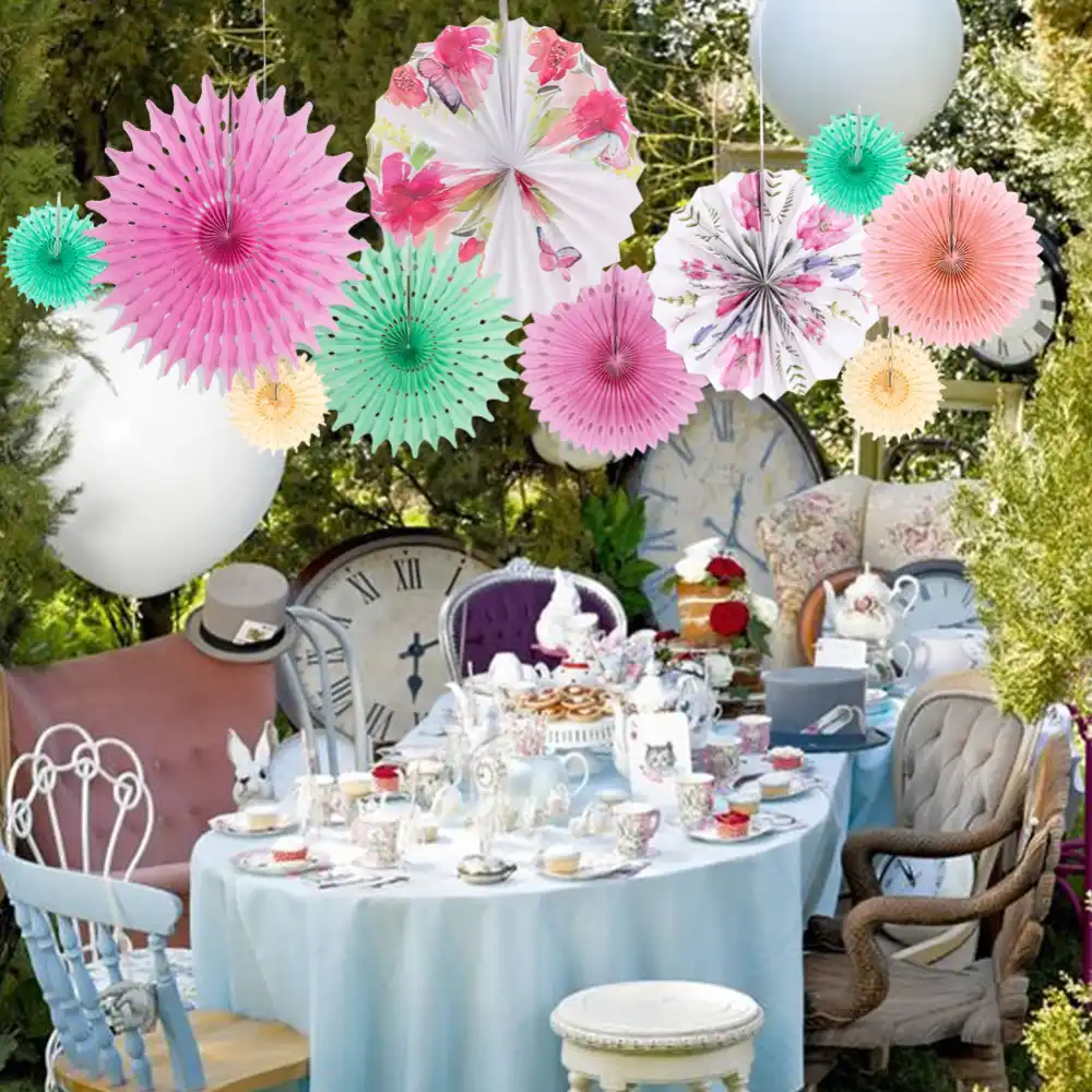 10pc Floral Party Wedding Decoration Set Tissue Paper Fans