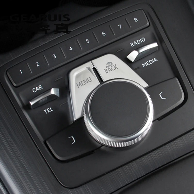 Автомобильный Стайлинг для Audi A4 B9 A5, панель переключения передач, Мультимедийные кнопки BLCk меню, декоративная наклейка, интерьерные авто аксессуары