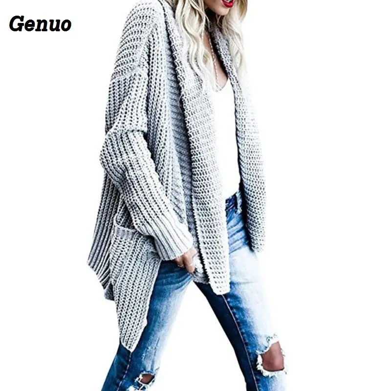 Genuo Autumn Women Casual Sweaters Knitting Long Cardigan Female Loose Knitted Jumper Top Warm Winter Sweater Women Tops
