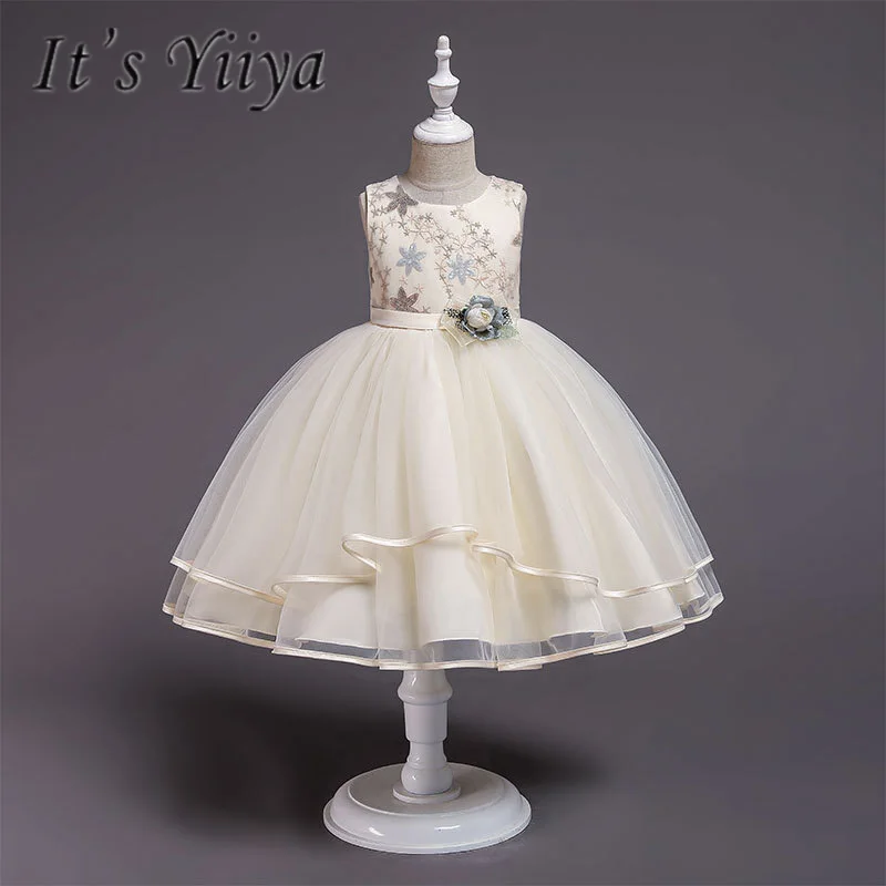 

It's YiiYa Flower Girl Dresses 3 Colors Sleeveless O-Neck Floor Length Girls Pageant Dresses Vestidos De Noches Para Ninas 7939