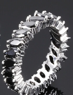 Модное красочное кольцо на палец с кубическим цирконием, элегантный простой дизайн, 6 цветов, ювелирное изделие на годовщину, модный стиль, круглые кольца - Цвет основного камня: Черный