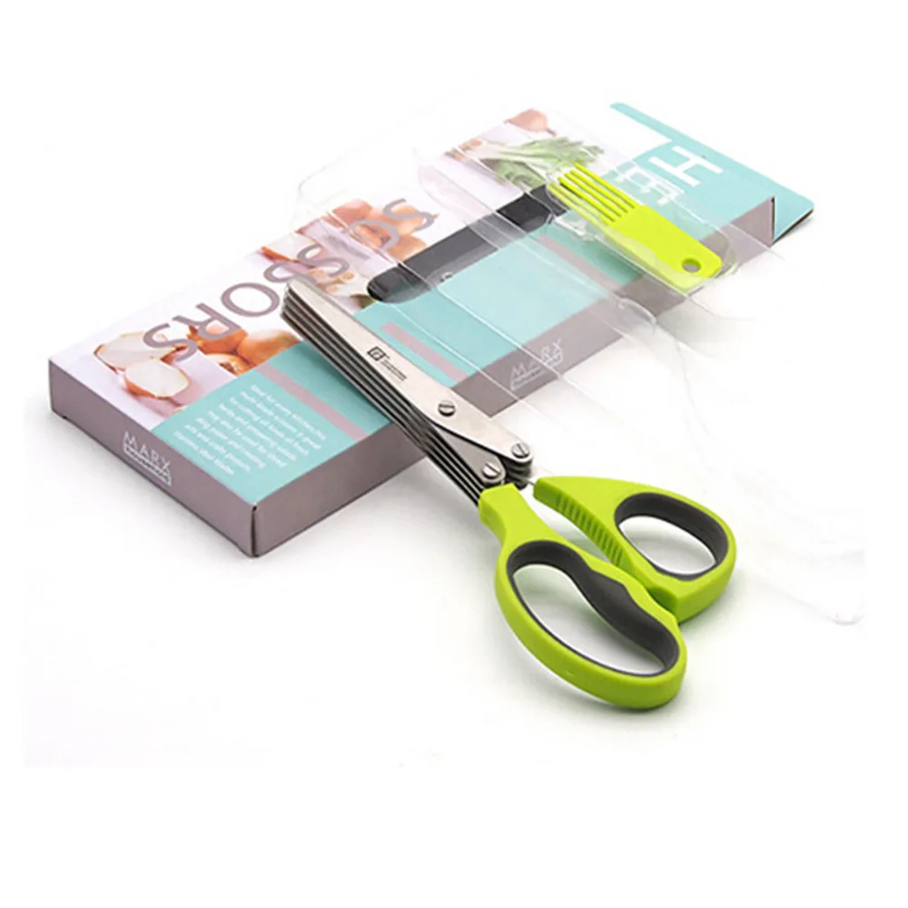 2017 New 5 layers Stainless Steel Kitchen Scissors Kitchen Tools Five Green Onion Cut Multifunction Knife