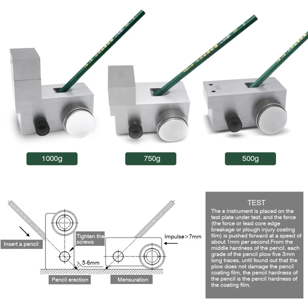 3 в 1 Potlood Hardheid тест er комплект краски пленки царапины твердость испытательная нагрузка 500/750/1000 г портативное покрытие Krassen Тест инструменты