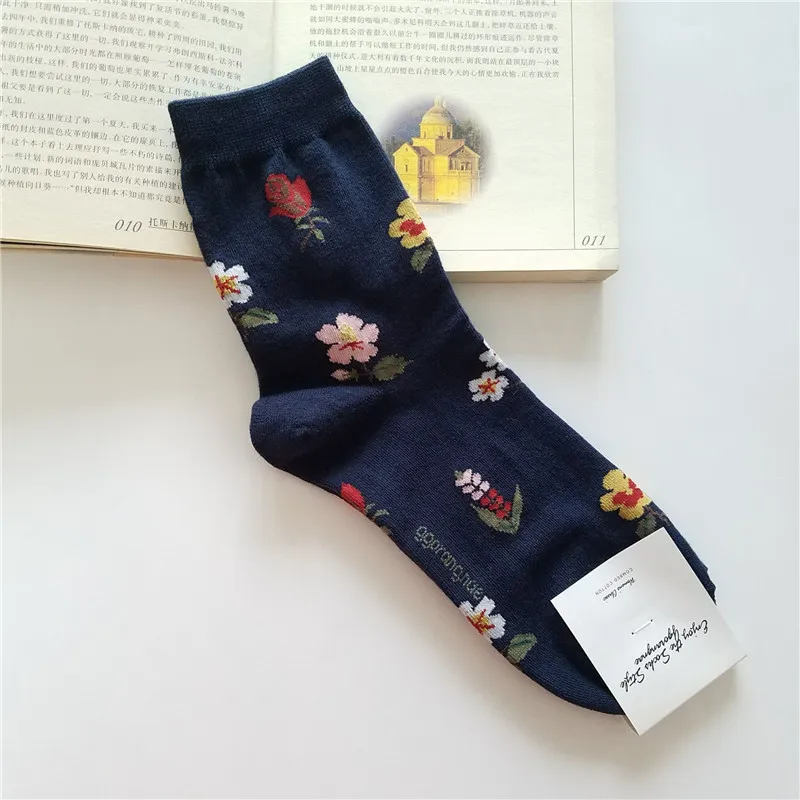 CHAOZHU/корейские женские модные милые хлопковые носки с рисунком маленьких цветов для девочек; сезон осень-весна-зима; Chaussettes fille