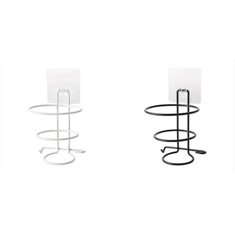 White bathroom hair dryer rack black iron toilet dryers free punching items holder restroom organizer