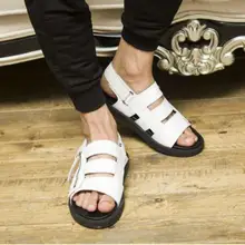 Летние крутые сандалии из натуральной кожи в римском стиле, мужские роскошные качественные сандалии из мягкой кожи на плоской подошве, обувь для отдыха с боковой молнией