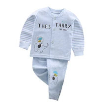 Детская одежда для сна 9-24 м., пижамный комплект для маленьких мальчиков и девочек, хлопковая одежда для сна с v-образным вырезом, детский пижамный комплект