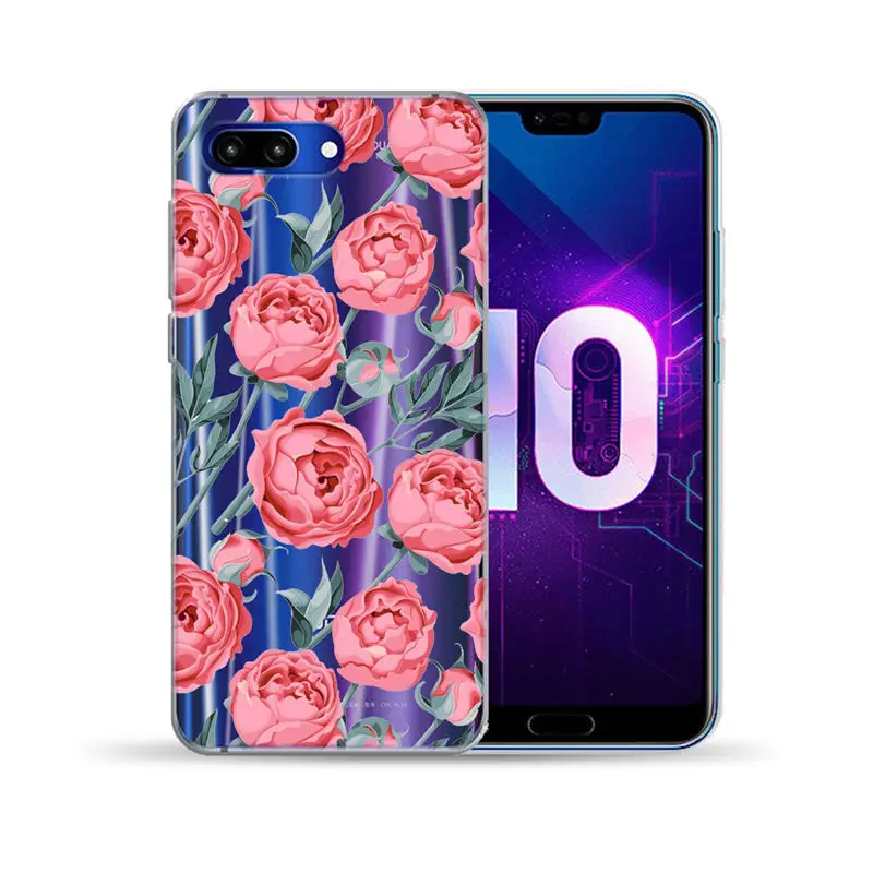 Мягкий чехол из ТПУ с цветочными листьями для Huawei Honor 9 10 Lite View 20 8X 8C 7A Y5 Y6 II Y3 Y7 2017 Y9
