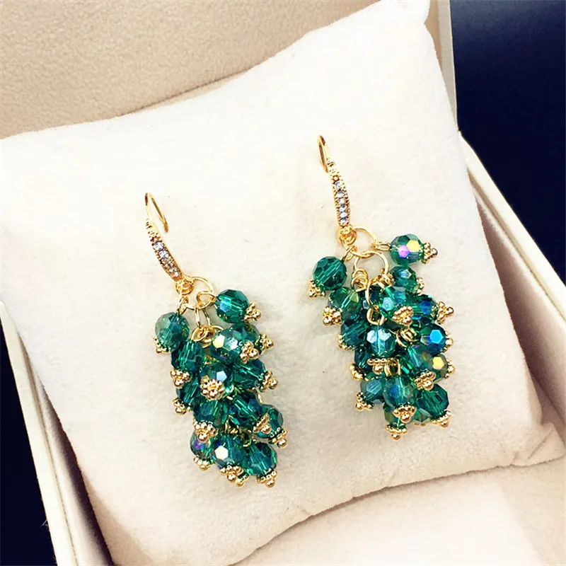 Женские длинные серьги с кристаллами 4 цвета|beads long earrings|fashion earringslong earrings |
