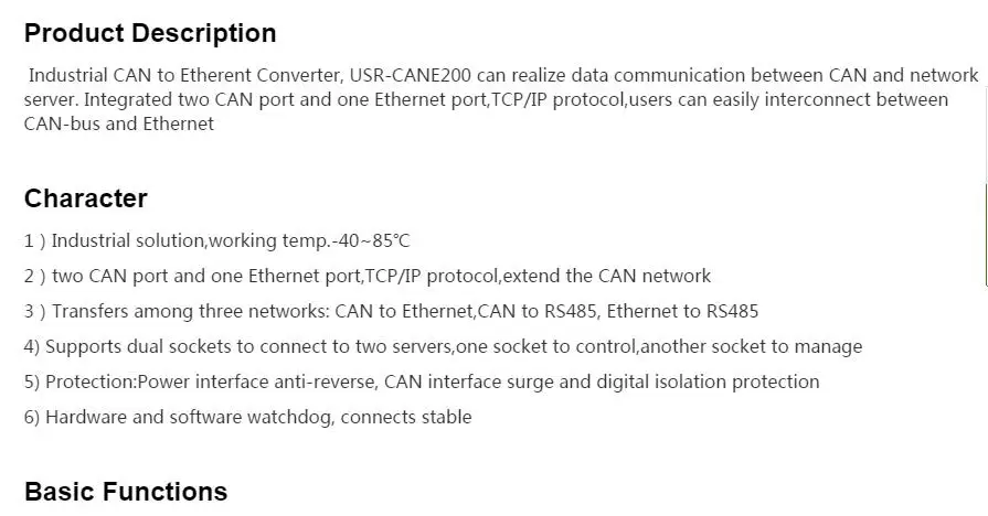 USR-CANET200 промышленных может Etherent конвертер поддерживает может Ethernet/чтобы RS485/Ethernet для RS485