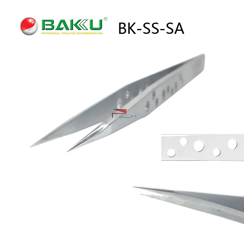 

Fine Tip Straight Stainless Steel Tweezers of BAKU BK SS-sa, Anti-magnetic Precision Tweezers Professional Multi Function Tool