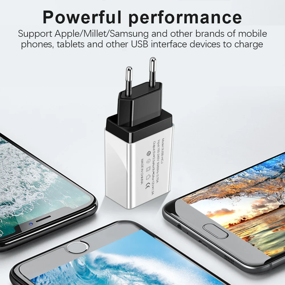 3 USB Charger Fast Charging Wall Mobile Phone Charger For iphone Samsung S10 S9 Plus Xiaomi Huawei P20 P30 Pro USB Power Adapter
