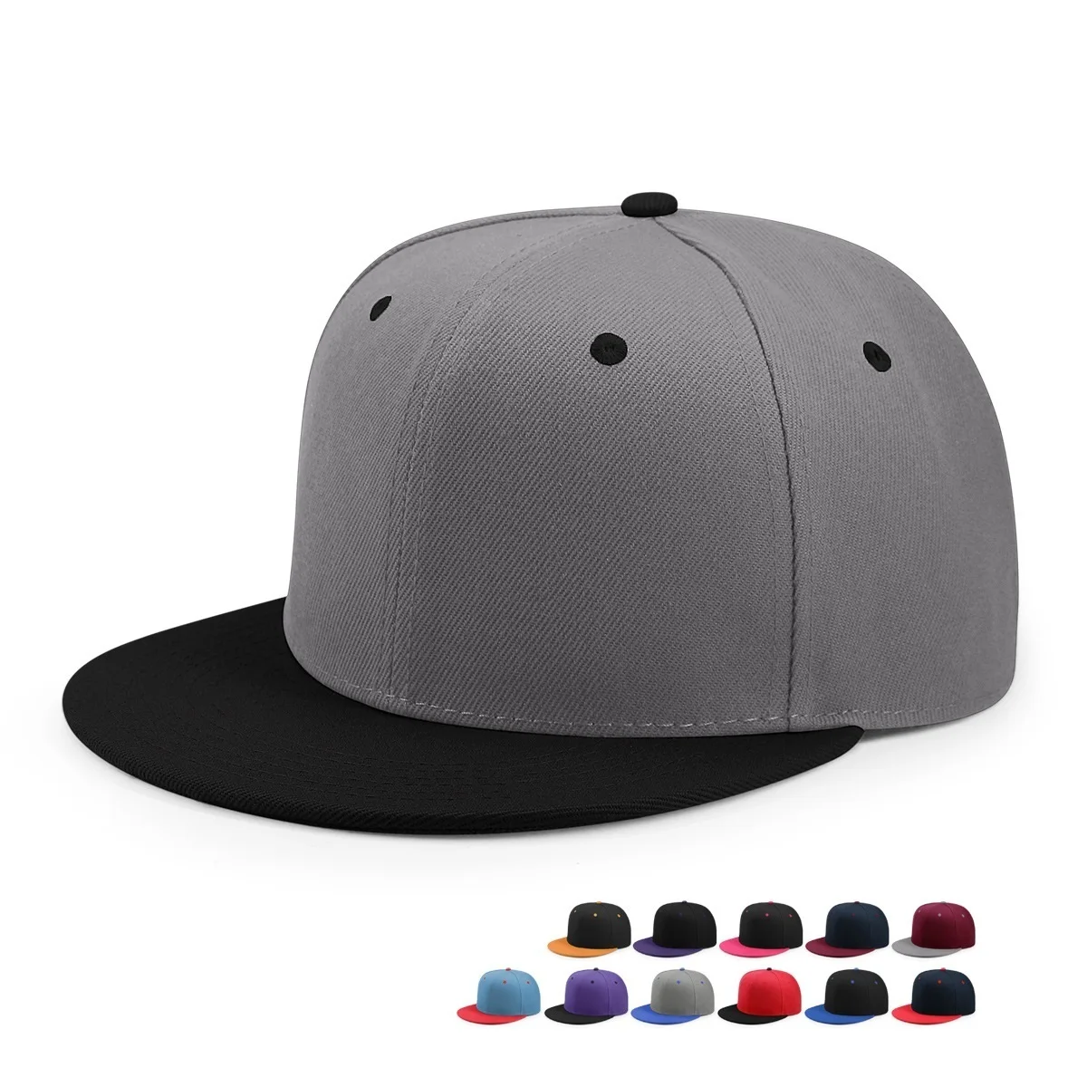 Wholesale Hip Hop Flat Peaked Cap Adult Solid Color Patched Baseball Hat Women and Men Logo Custom Plain Snapback Cap 33 Colos 2