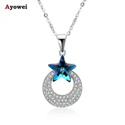 Ayowei Star 925 серебристо-голубой циркон Jewelry Цепочки и ожерелья вечерние подарок SP66