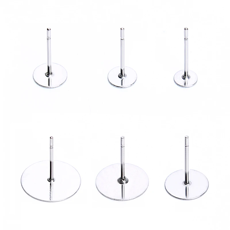 Xinyao 100 шт. Нержавеющая сталь пустой серьги гвоздики База Fit 3 4 5 на возраст 6 8 10 12 лет