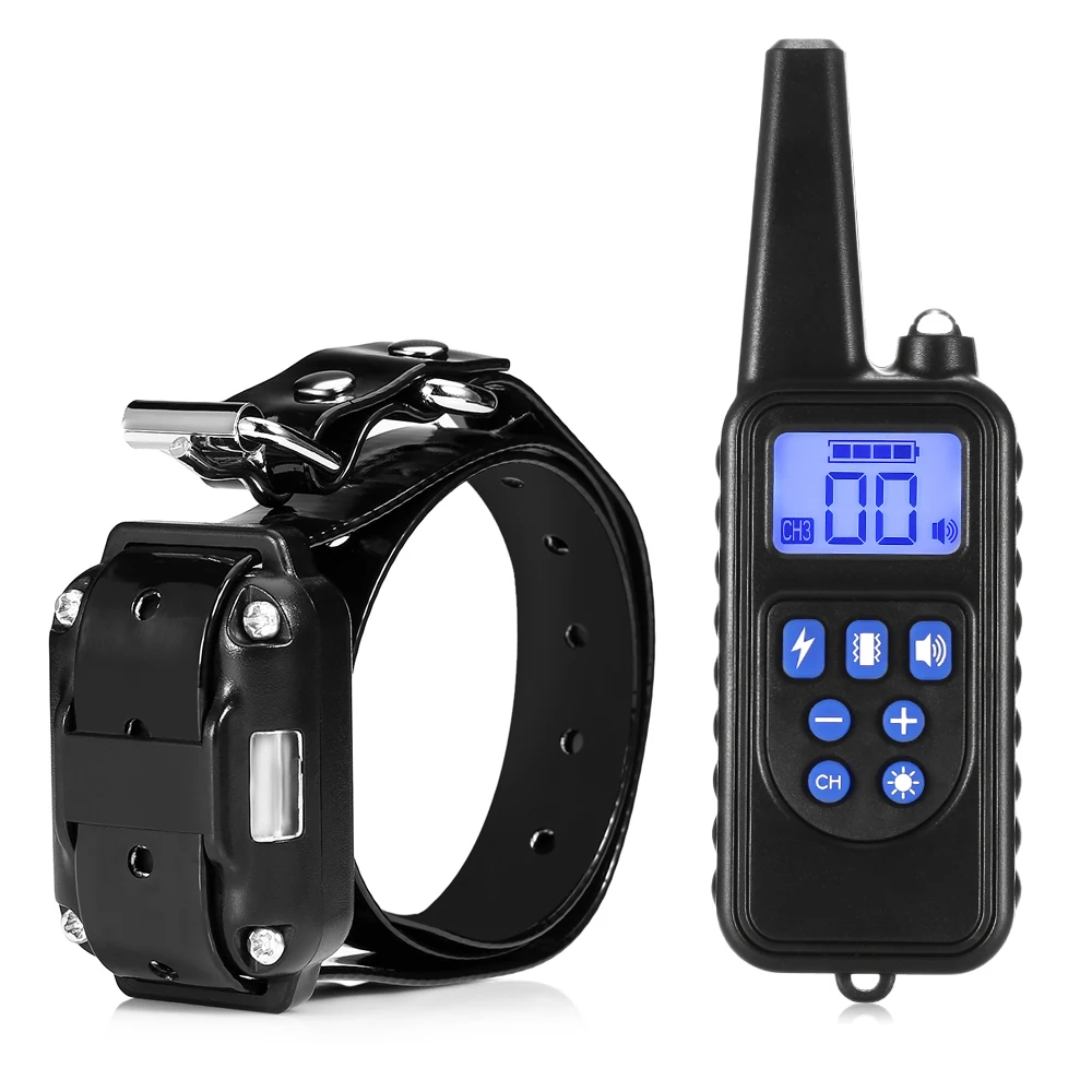 

800m Electric Dog Training Collar Waterproof Rechargeable Dog Training Collar Remote Control LCD Display Bark-stop Pet Collars