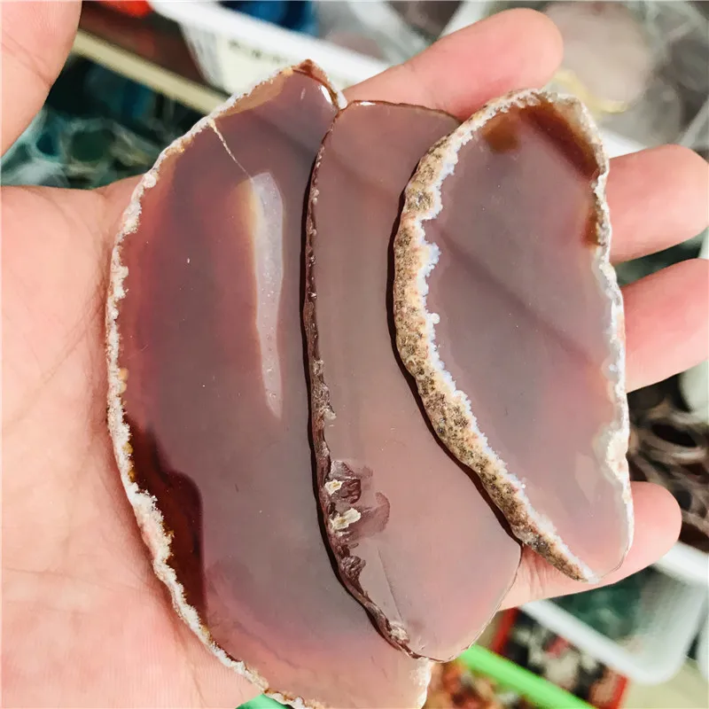 

3Pc Natural Agate Geode Polished Irregular Crystal Slice Brazil Healing Reiki Stone Quartz Pendant Mineral Home Decor 5-7cm
