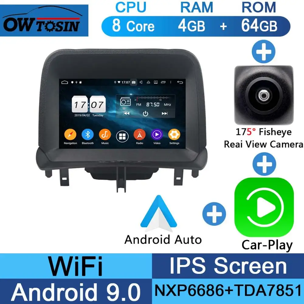 8" IPS 1920*1080 8 Core 4G RAM+64G ROM Android 9.0 Car DVD Player For Ford Tourneo Courier DSP Radio GPS - Цвет: Fisheye Carplay n A