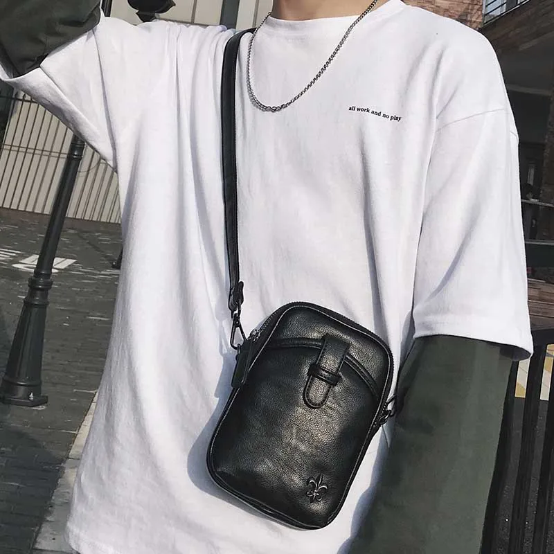 Мужская искусственная кожа сплошной цвет простая маленькая квадратная сумка дизайнерская сумка-мессенджер сумка для мобильного телефона маленький карман для хранения денег ключ пакет