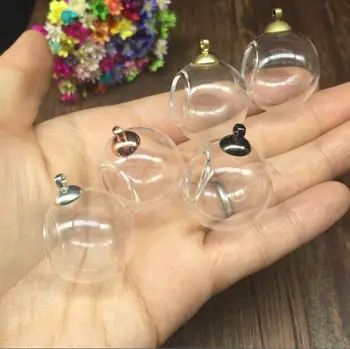 

100sets 25mm Micro Landscape Ecological Glass Bottle Glass Pots with cap findings set Glass Bottle jars Moss DIY Glass globe set