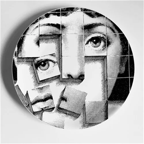 Изысканная тарелка Fornasetti, украшение из фарфора, декоративные тарелки для бара, офиса, кофейни, декоративные тарелки в стиле ретро - Цвет: 25