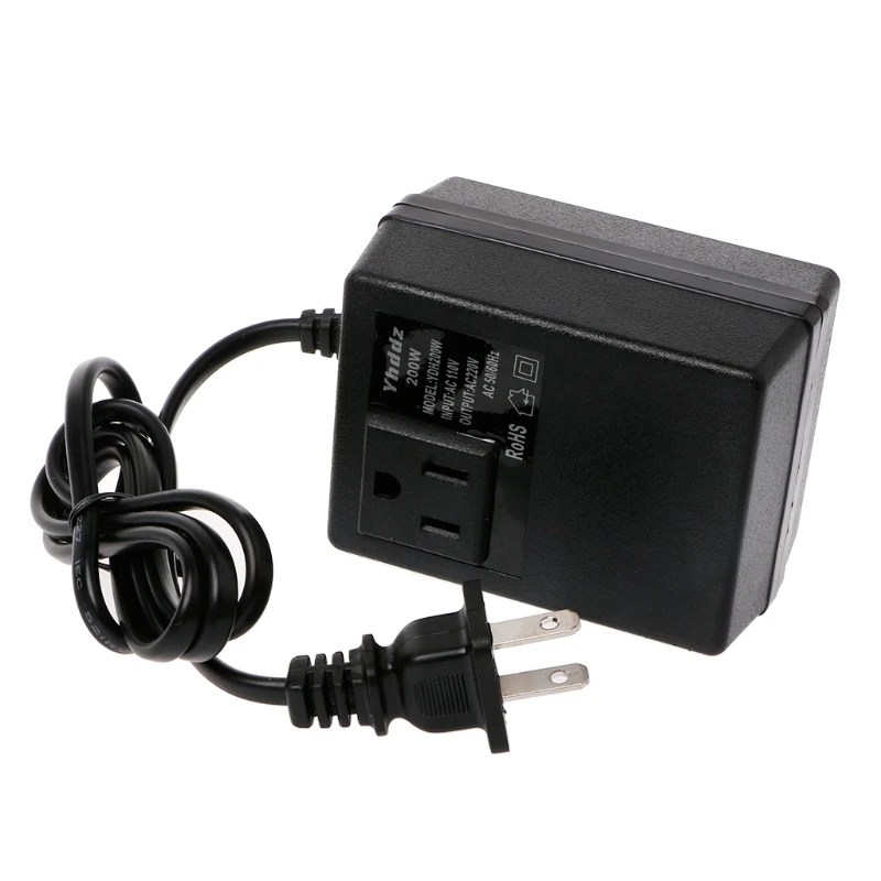 

OOTDTY 200W AC 110V to 220V Step Down Transformer Convert Travel Power US Plug Adapter