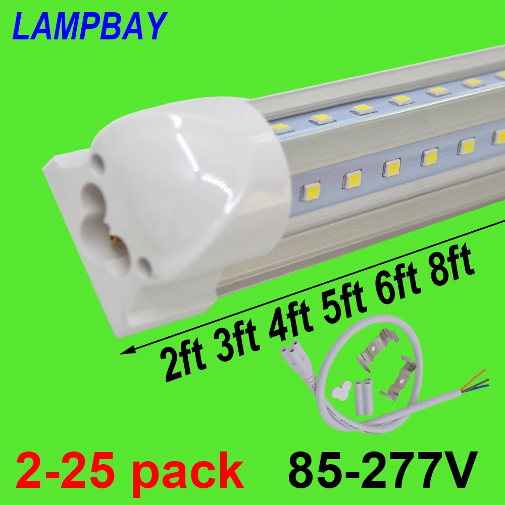 Prix 2 25 pcs V en forme de LED Tube Lumières 2ft 3ft 4ft 5ft 6ft 8ft 270 angle Ampoule T8 Intégré luminaire Liable Bar Lampe Super Lumineux