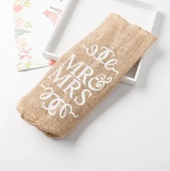 

Mr.& Mrs Jute Burlap Wine Bottle Cover Gift Bag Wedding Christmas Party Decoration 100 PCS fee shipping SN1048