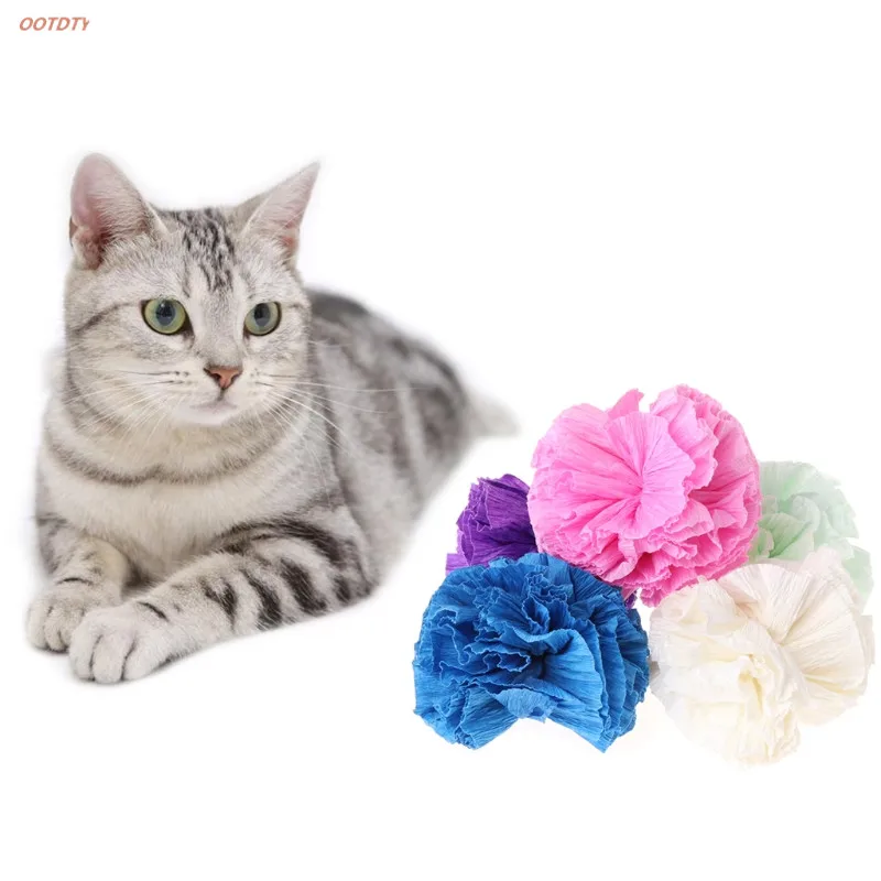 5pcs Cat Toys Colorful Paper Ball Dogs Puppy Kitten Chew Bite
