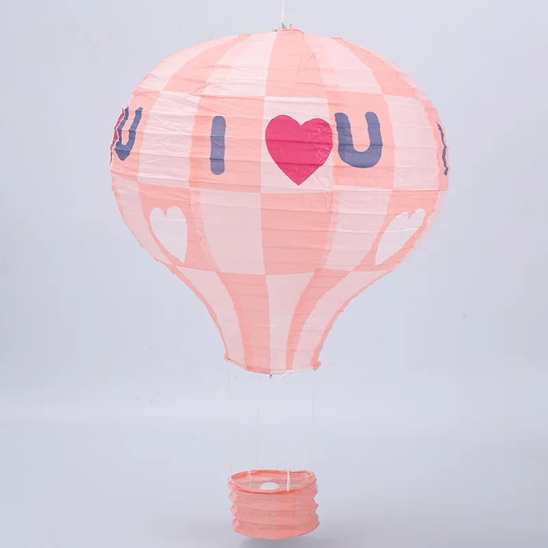 30cm 40cm hot air balloon chinese lantern rainbow heart striped printed lampion babyshower birthday wedding party decorations - Цвет: Pink Love