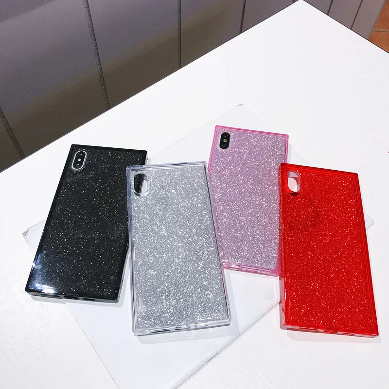 Чехол для телефона с блестками iPhone X XR XS 11 Pro Max квадратный чехол 6 6S 7 8 Plus модные