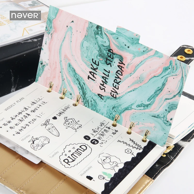 Never 2019 A6 спиральные разделители для ноутбуков Binder планировщик индекс страниц