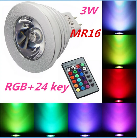 

3W E27 E26 GU10 GU5.3 B22 MR16 RGB LED Bulb 16 Color LED Spotlight with IR Remote Controller AC110 220V Spot LED Lamp