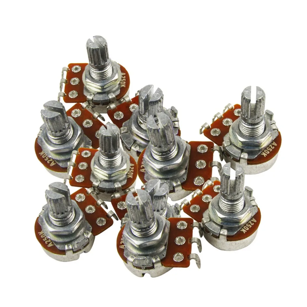 10 шт. мини Потенциометр для гитары Pot A250K / A500k|guitar potentiometer|for electric guitarguitar pot |