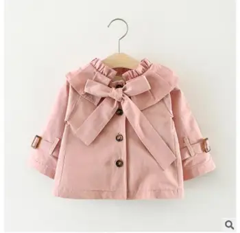 

autumn new girls cotton big bow long sleeves windbreaker baby coat windbreaker multicolor optional for 0-2 year old baby