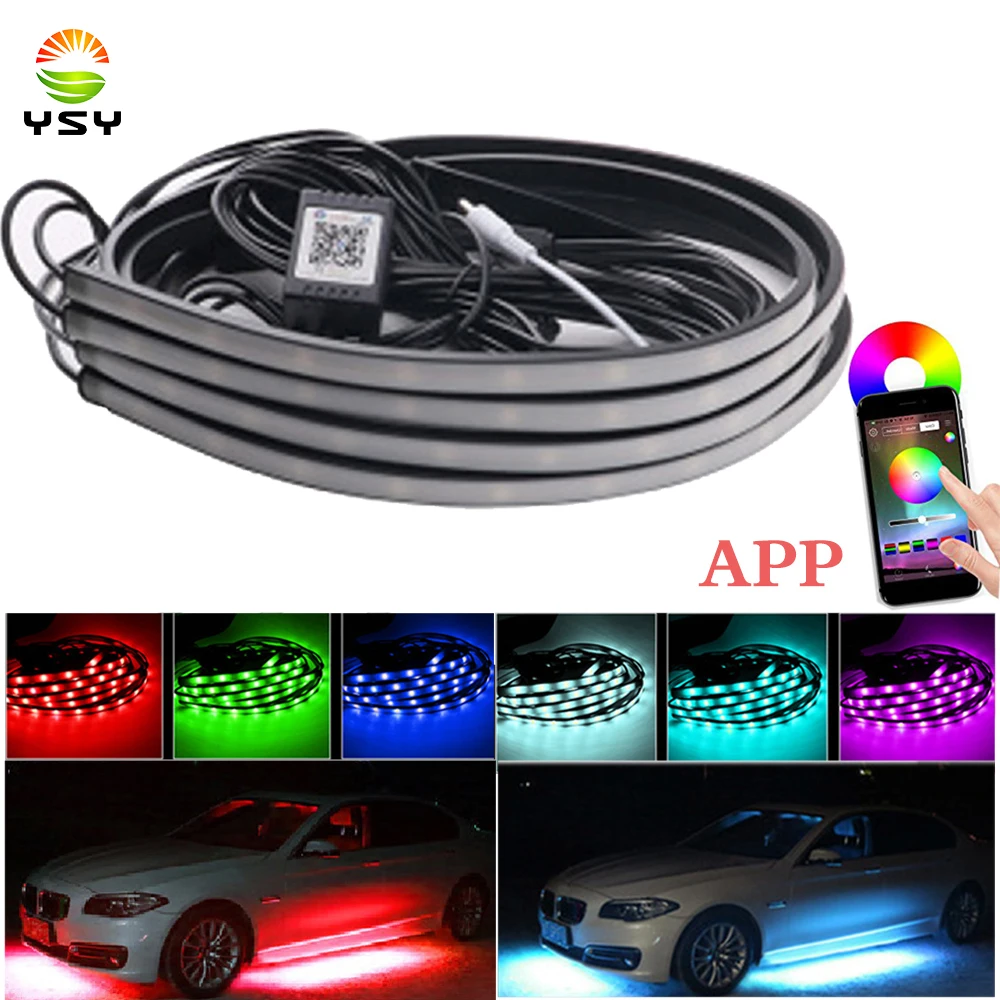 YSY 1 набор автомобильная гибкая светодиодная лента приложение управления RGB