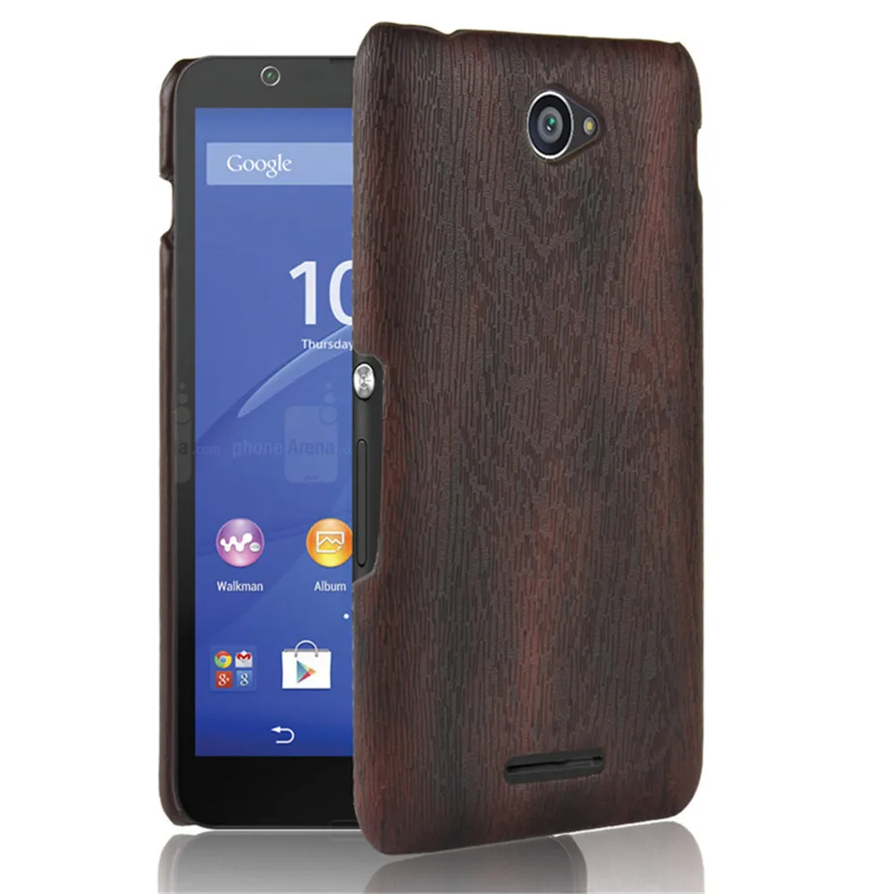 

For Sony Xperia E4 Case PU Leather Hard Thin Back Cover Case For Sony E4 Dual E2104 E2105 E2114 E2115 E2124 Wood Phone Bag Cases