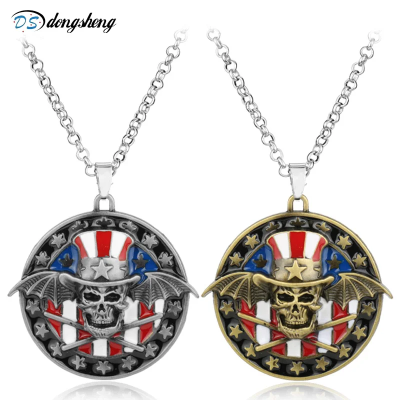 

dongsheng Rock Band Jewelry Punk Hip Hop Style Avenged Sevenfold Skull Pendant Necklace Mussic Band Key Holder Chain Chaveiro-30