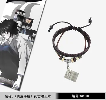 

DEATH NOTE Anime Leather Bracelet With L Lawliet Cosplay Anime Accessories Men Women Metal Gift Pendant for Collection
