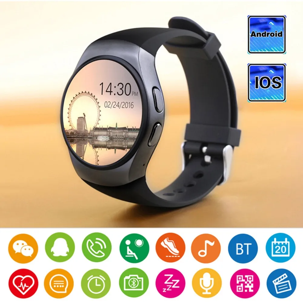 

KW18 Smart Watch Heart Rate Monitor Fitness Tracker Bluetooth Touch Screen Smartwatch Support SIM TF Card for IOS Andriod Phone